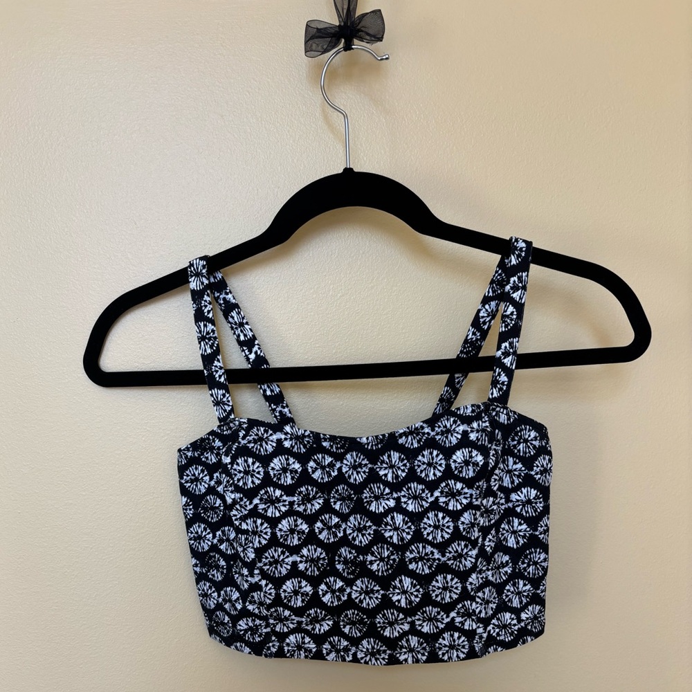 Garage Black and White Patterned Crop Top